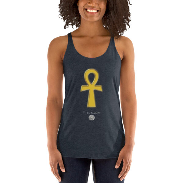 The True World Order “Golden Ankh” Women's Racerback Tank Vintage Navy