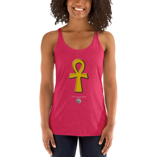 The True World Order “Golden Ankh” Women's Racerback Tank Vintage Shocking Pink