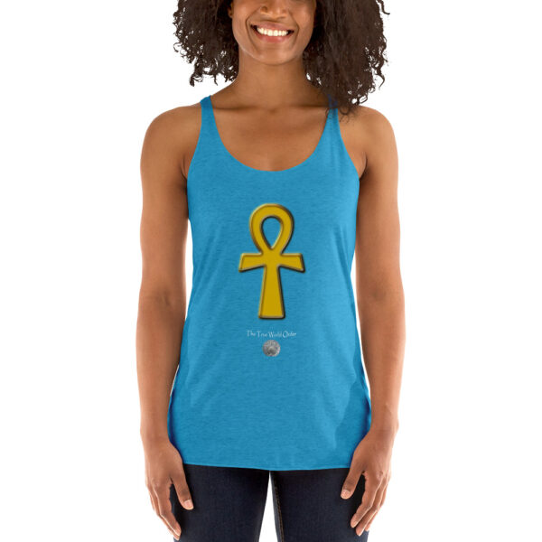 The True World Order “Golden Ankh” Women's Racerback Tank Turquoise